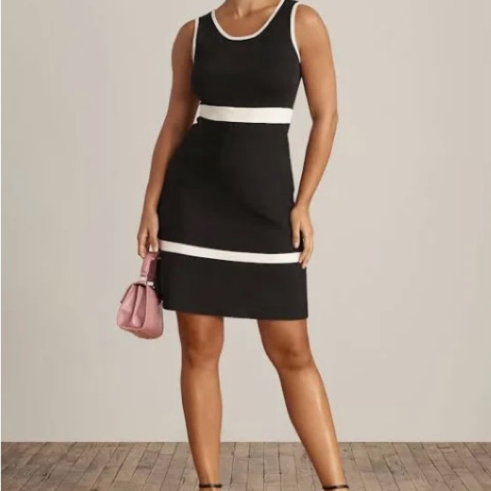 Anne Klein Black and White Sleeveless Sheath Dress